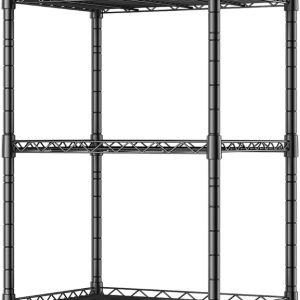 REGILLER 5-Wire Shelving Metal Storage Rack Adjustable Shelves, Standing Storage Shelf Units for Laundry Bathroom Kitchen Pantry Closet(Black, 16.6L x 11.8W x 53.5H)